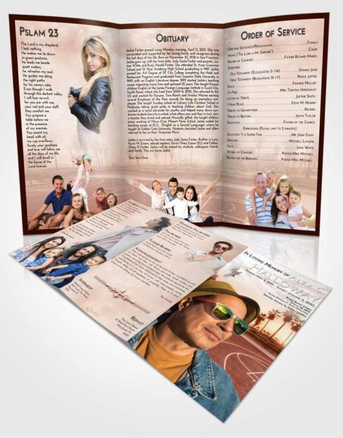 Obituary Template Trifold Brochure Strawberry Love On the Court