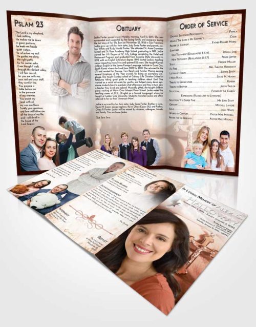 Obituary Template Trifold Brochure Strawberry Love Rosary Honor