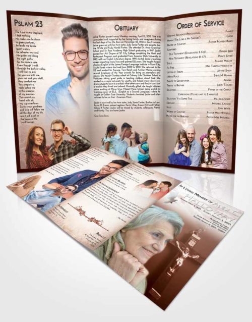Obituary Template Trifold Brochure Strawberry Love Rosary Love