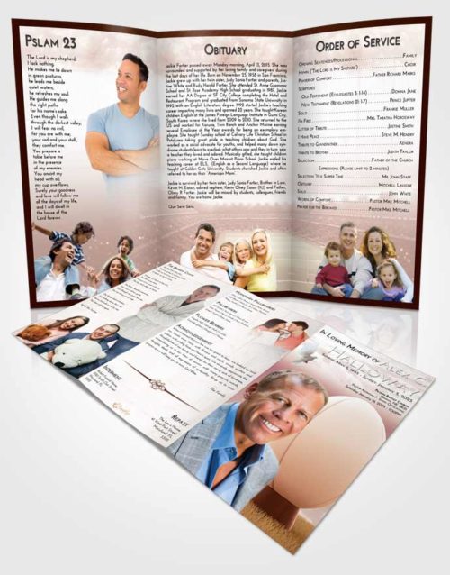 Obituary Template Trifold Brochure Strawberry Love Rugby Honor