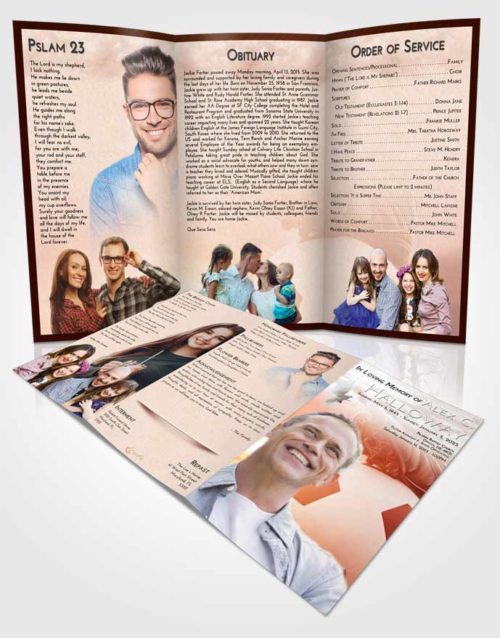 Obituary Template Trifold Brochure Strawberry Love Soccer Cleats
