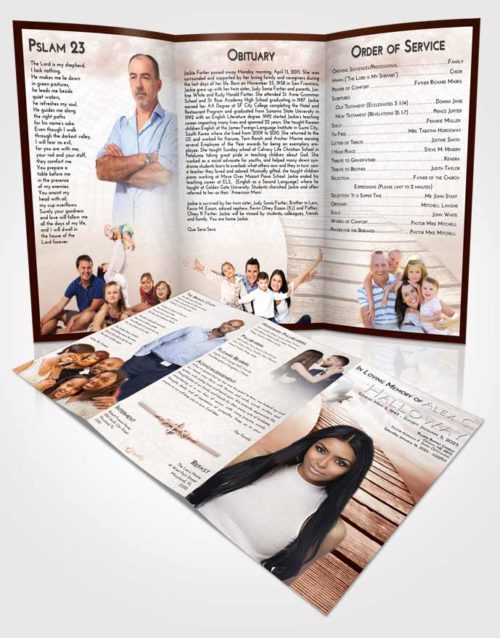 Obituary Template Trifold Brochure Strawberry Love Stairway to Life