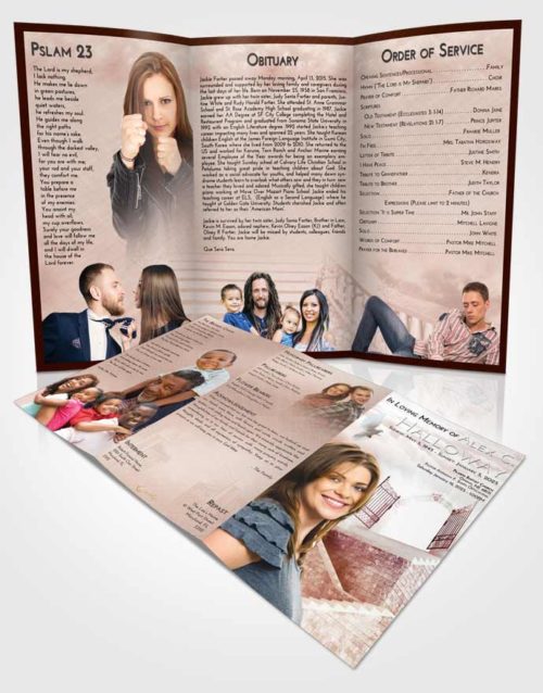 Obituary Template Trifold Brochure Strawberry Love Stairway to the Gates of Heaven