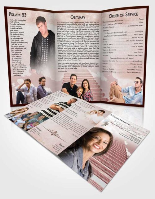 Obituary Template Trifold Brochure Strawberry Love Steps to Heaven