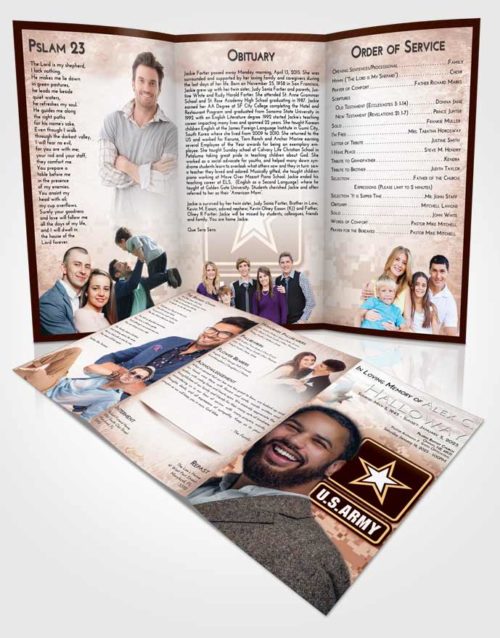 Obituary Template Trifold Brochure Strawberry Love United States Army
