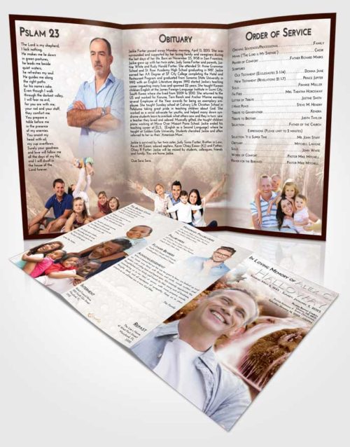 Obituary Template Trifold Brochure Strawberry Love Waterfall Paradise