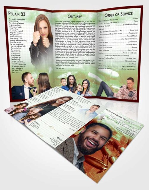 Obituary Template Trifold Brochure Strawberry Mist Fishing Honor