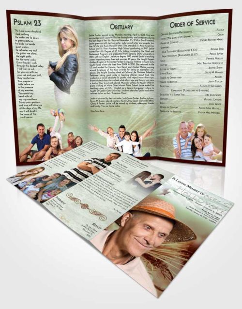 Obituary Template Trifold Brochure Strawberry Mist Fishing Serenity
