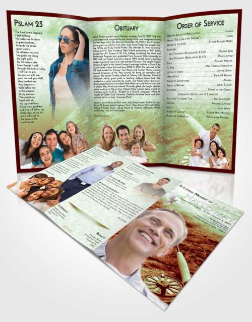 Obituary Template Trifold Brochure Strawberry Mist Fishing on the Rocks