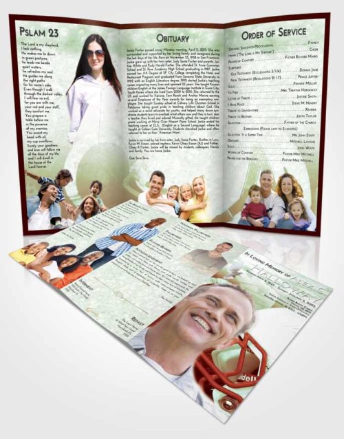 Obituary Template Trifold Brochure Strawberry Mist Football Party