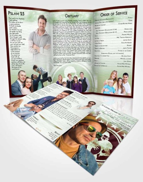Obituary Template Trifold Brochure Strawberry Mist Football Surprise