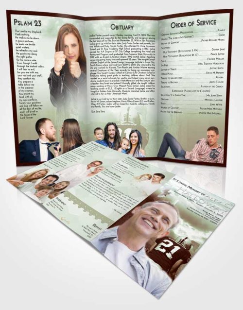 Obituary Template Trifold Brochure Strawberry Mist Football Victory