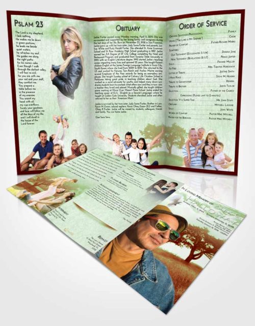 Obituary Template Trifold Brochure Strawberry Mist Gentle Pasture