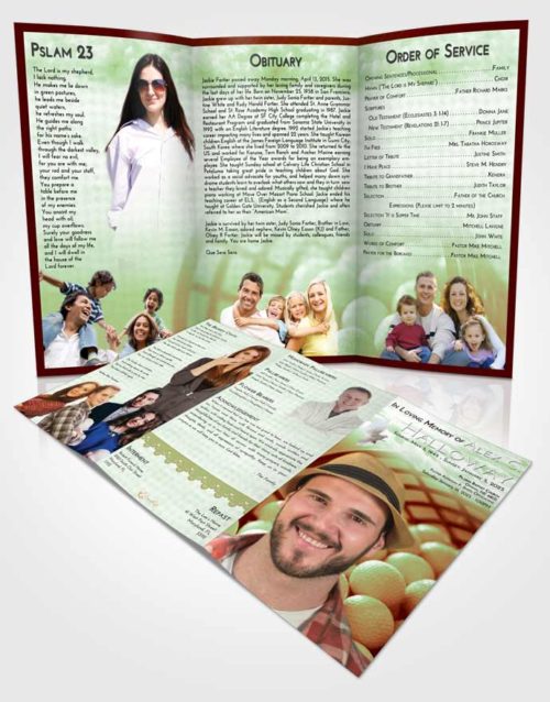 Obituary Template Trifold Brochure Strawberry Mist Golf Tranquility
