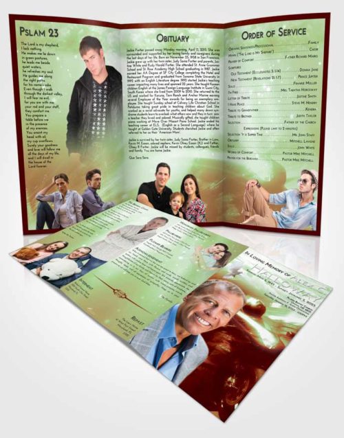 Obituary Template Trifold Brochure Strawberry Mist Motorcycle Speed