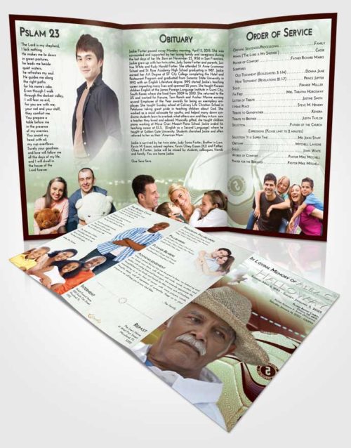 Obituary Template Trifold Brochure Strawberry Mist Soccer Life