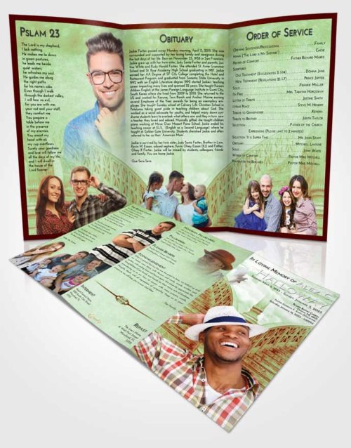 Obituary Template Trifold Brochure Strawberry Mist Stairway of Love