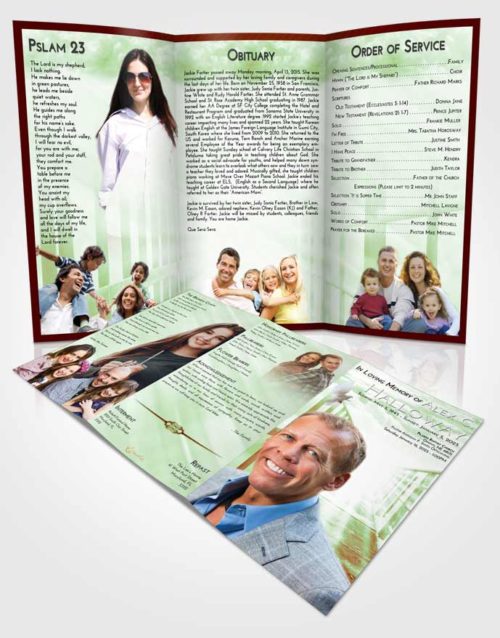 Obituary Template Trifold Brochure Strawberry Mist Stairway to Faith