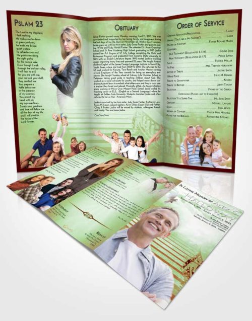 Obituary Template Trifold Brochure Strawberry Mist Stairway to Freedom