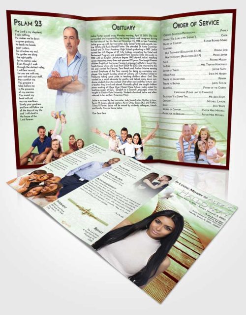 Obituary Template Trifold Brochure Strawberry Mist Stairway to Life
