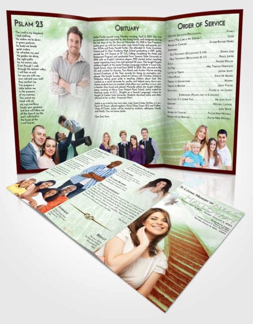 Obituary Template Trifold Brochure Strawberry Mist Stairway to Magnificence