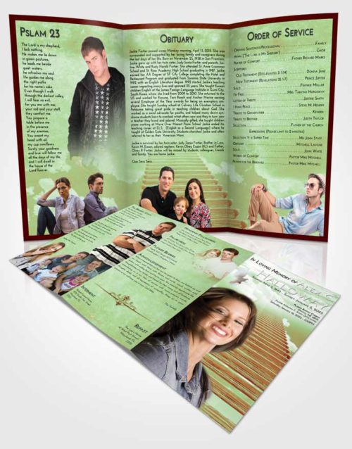 Obituary Template Trifold Brochure Strawberry Mist Steps to Heaven