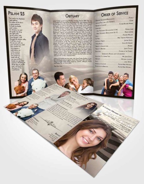 Obituary Template Trifold Brochure Tranquil American Honor
