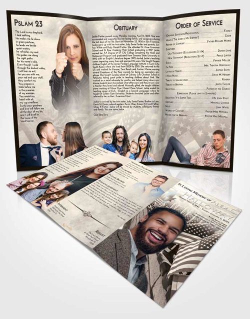 Obituary Template Trifold Brochure Tranquil American Victory