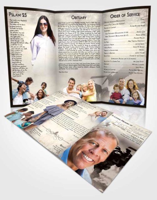 Obituary Template Trifold Brochure Tranquil Army Sacrifice
