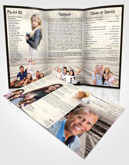 Obituary Template Trifold Brochure Tranquil Baseball Serenity