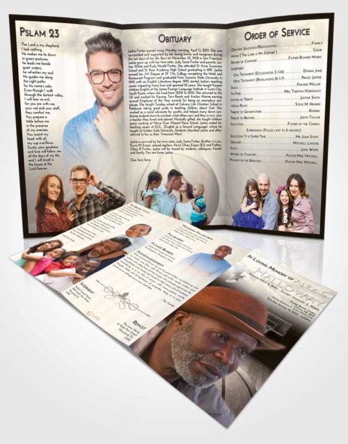 Obituary Template Trifold Brochure Tranquil Basketball Dreams