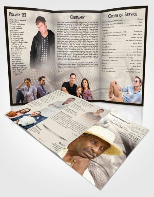 Obituary Template Trifold Brochure Tranquil Basketball Fame