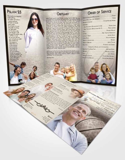Obituary Template Trifold Brochure Tranquil Basketball Love