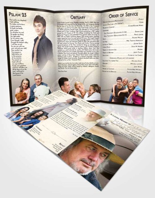 Obituary Template Trifold Brochure Tranquil Basketball Peace