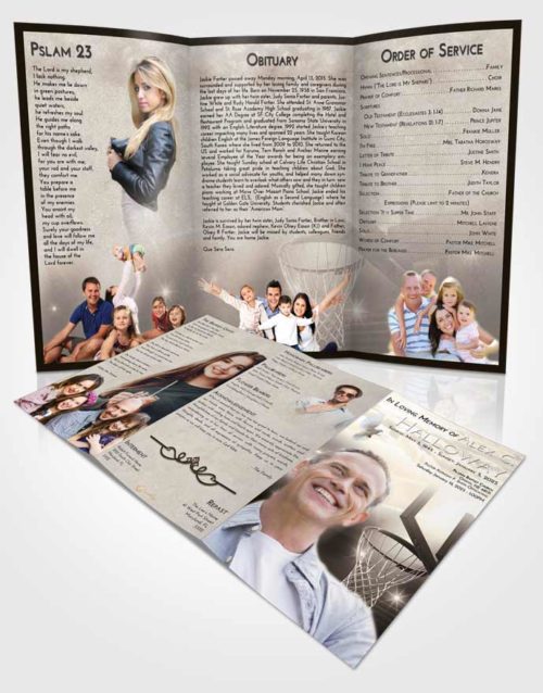 Obituary Template Trifold Brochure Tranquil Basketball Pride
