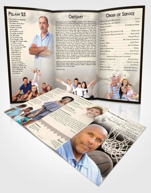 Obituary Template Trifold Brochure Tranquil Basketball Swish