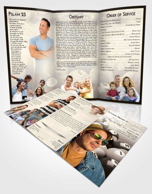 Obituary Template Trifold Brochure Tranquil Billiards Serenity