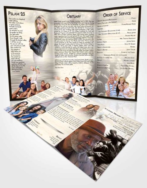 Obituary Template Trifold Brochure Tranquil Boxing Animation