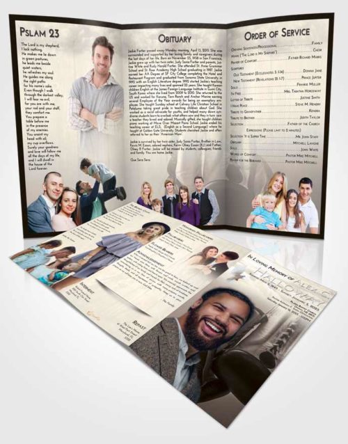 Obituary Template Trifold Brochure Tranquil Boxing Day