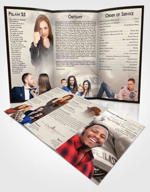 Obituary Template Trifold Brochure Tranquil Boxing Everlast