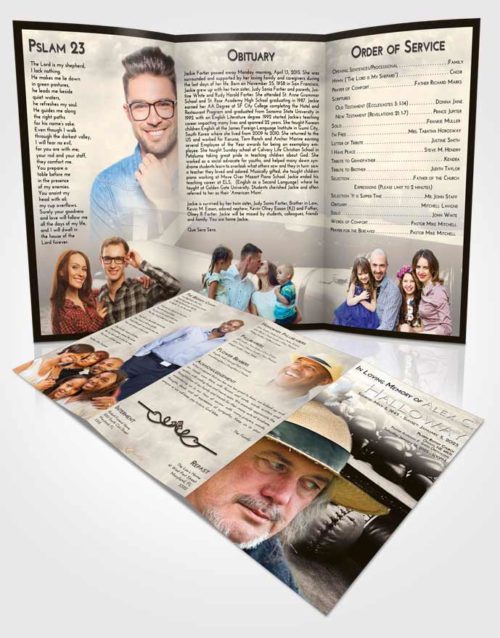 Obituary Template Trifold Brochure Tranquil Boxing Life