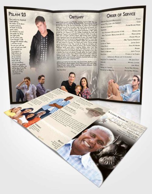 Obituary Template Trifold Brochure Tranquil Boxing Serenity