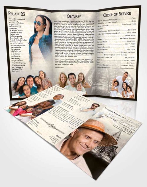 Obituary Template Trifold Brochure Tranquil Boxing Victory