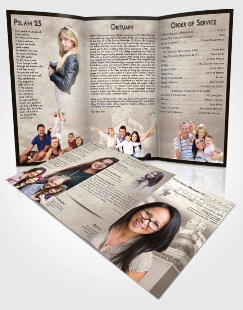 Obituary Template Trifold Brochure Tranquil Brahma Mystery