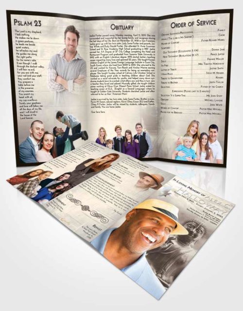 Obituary Template Trifold Brochure Tranquil Buddha Desire