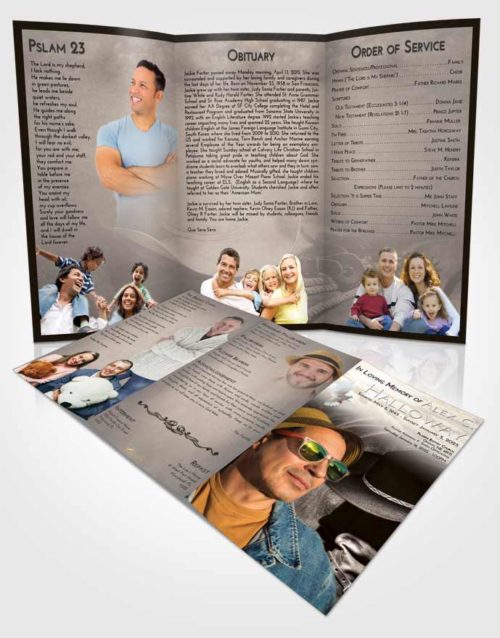 Obituary Template Trifold Brochure Tranquil Cowboy Desire