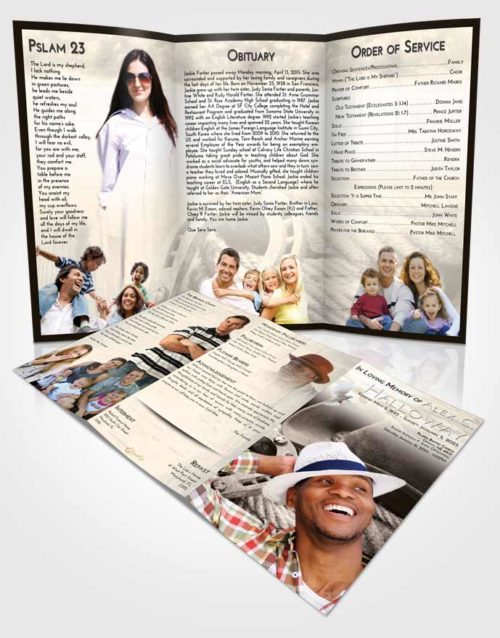 Obituary Template Trifold Brochure Tranquil Cowboy Divinity