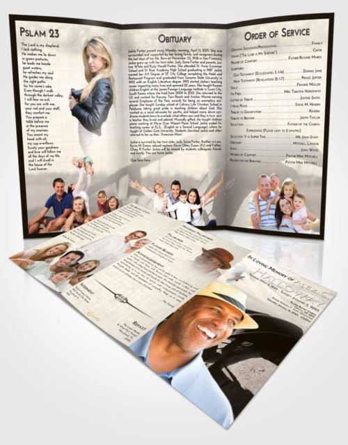 Obituary Template Trifold Brochure Tranquil Cowboy Honor