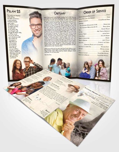 Obituary Template Trifold Brochure Tranquil Deep Roots