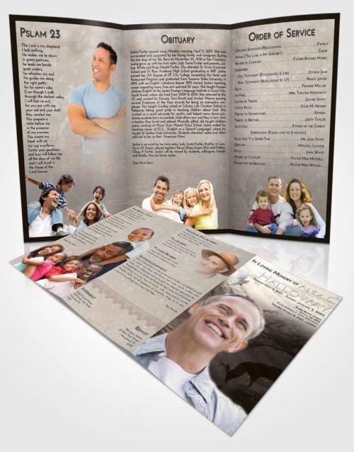Obituary Template Trifold Brochure Tranquil Deer Hunt